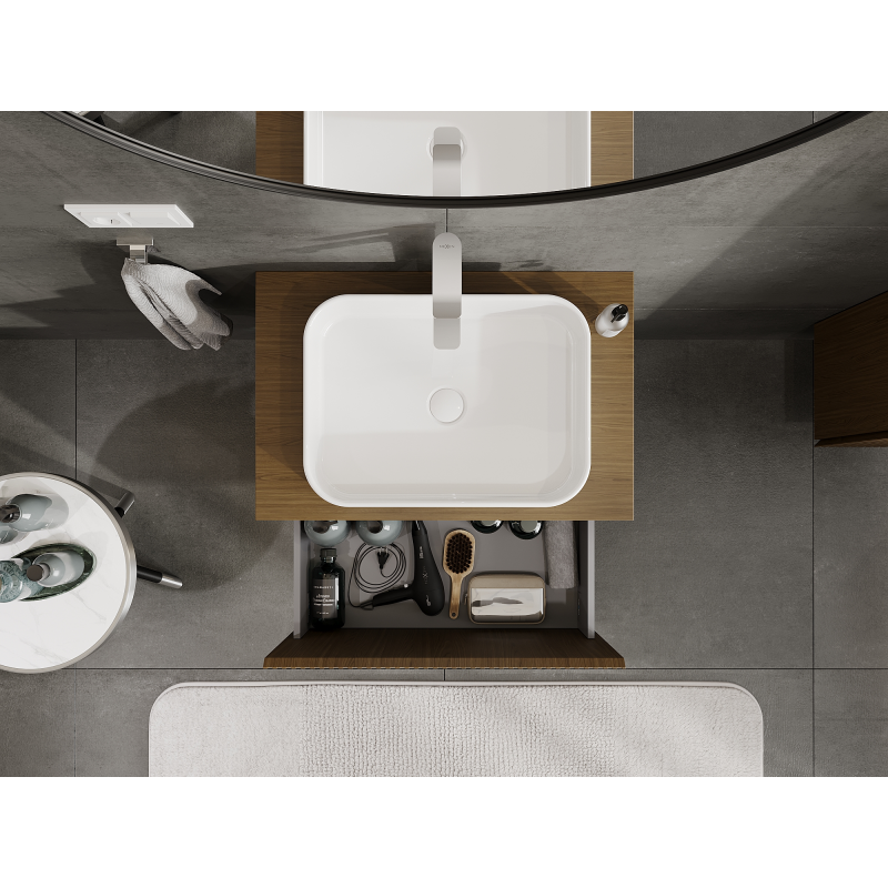 Mexen Rivel шкафче за баня под мивка 70 см, 1 чекмедже, оребрено, орех - 91A20-07047-1-BF86