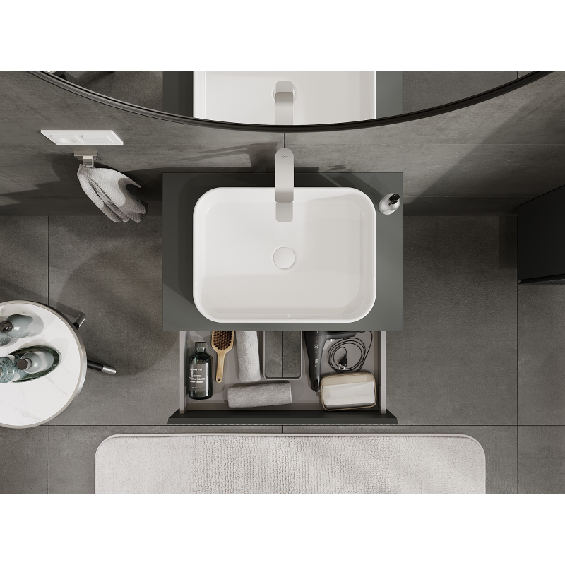 Mexen Rivel шкаф за баня под мивка 70 см, 2 чекмеджета, набразден, графит мат - 91A20-07047-2-BFF66