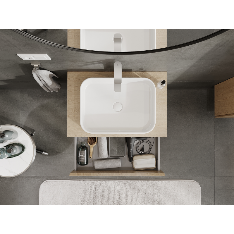 Mexen Rivel шкаф за баня под мивка 70 см, 2 чекмеджета, оребрен, дъб - 91A20-07047-2-BFF81