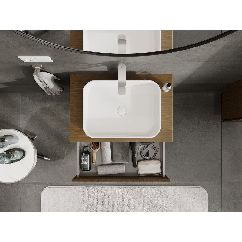 Mexen Rivel шкаф за баня под мивка 70 см, 2 чекмеджета, релефни, орех - 91A20-07047-2-BFF86