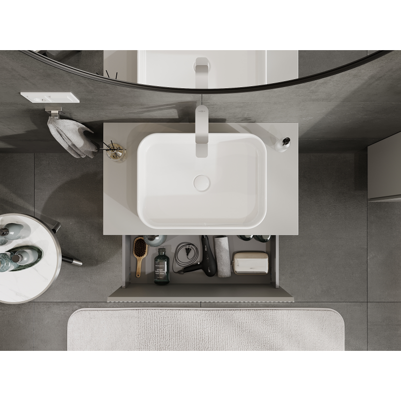 Mexen Rivel шкафче под мивка 80 см, 1 чекмедже, оребрено, сив мат - 91A20-08047-1-BF62