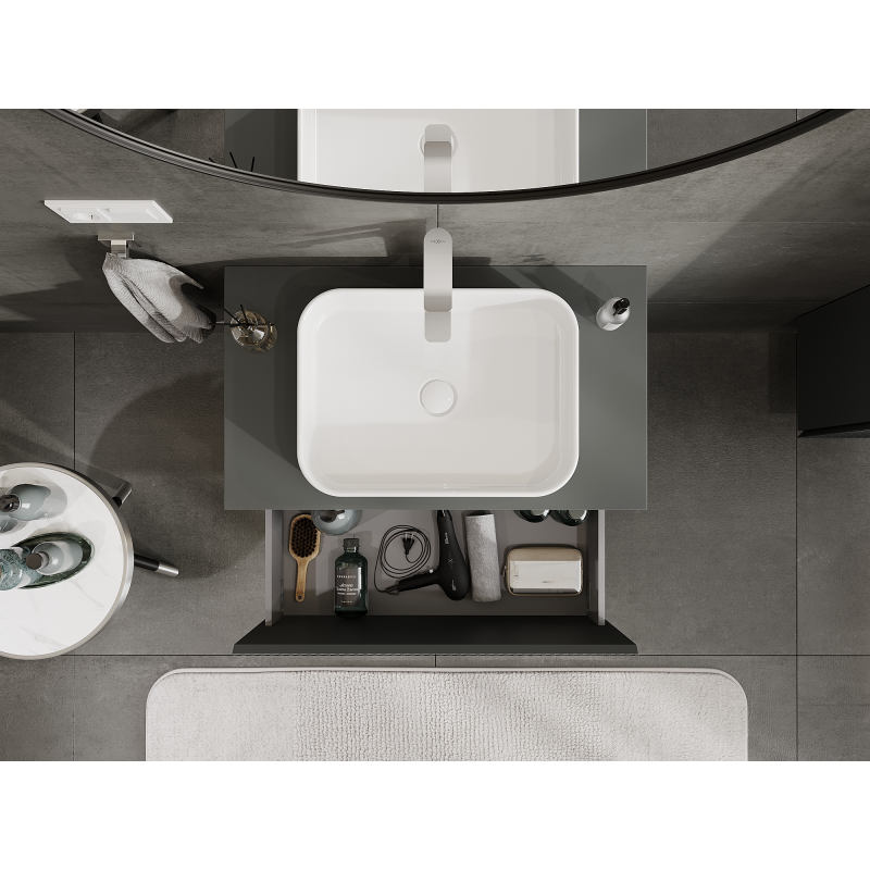 Mexen Rivel шкафче за баня под мивка 80 см, 1 чекмедже, оребрено, графит мат - 91A20-08047-1-BF66