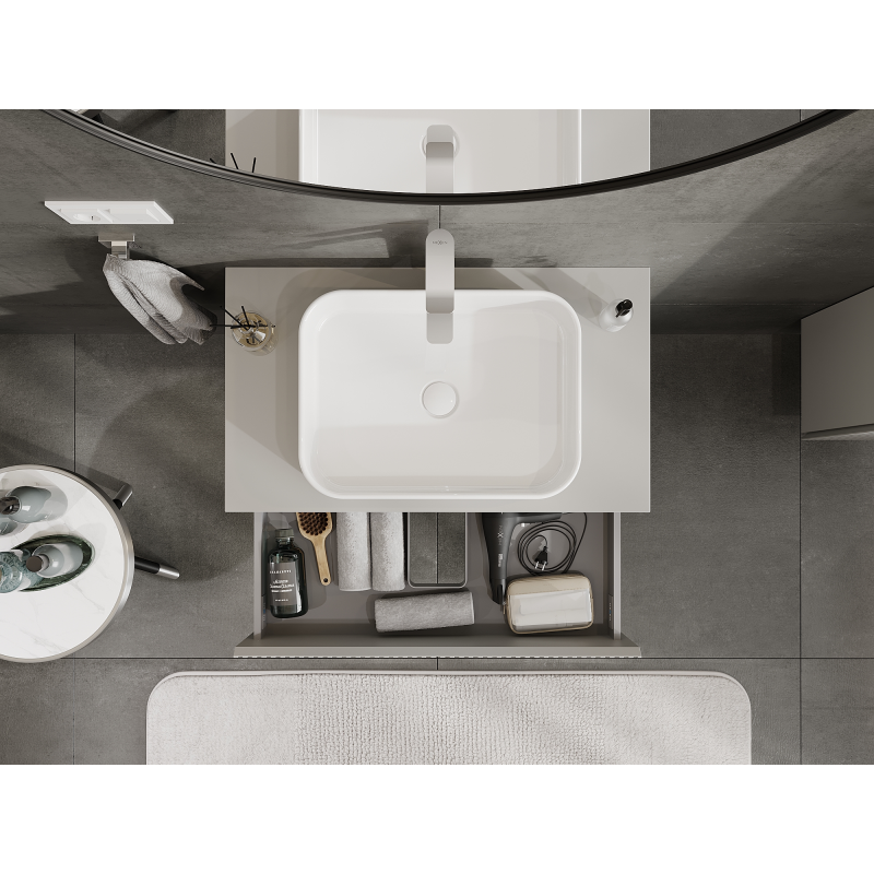 Mexen Rivel шкаф за баня под мивка 80 см, 2 чекмеджета, релефен, сив мат - 91A20-08047-2-BFF62