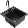 Mexen Vito гранитна мивка с 1 отделение с кухненски смесител Telma, черен/сребърен металик - 6503-73-670200-70-B