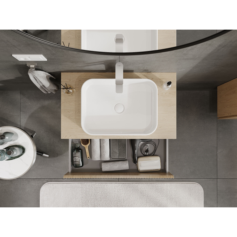 Mexen Rivel шкаф за баня под мивка 80 см, 2 чекмеджета, рифелована, дъб - 91A20-08047-2-BFF81