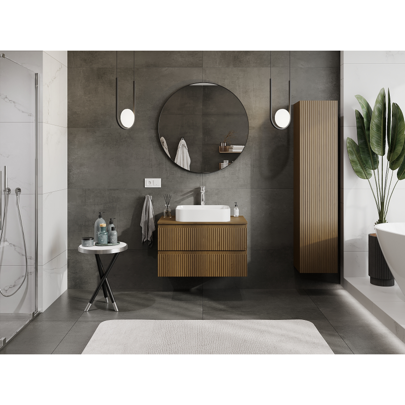 Mexen Rivel шкаф за баня под умивалник 80 см, 2 чекмеджета, орех - 91A20-08047-2-BFF86