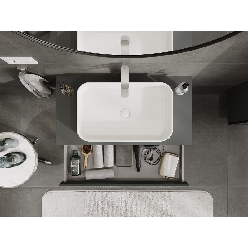 Mexen Rivel шкафче за баня под умивалник 90 см, 1 чекмедже, оребрено, мат графит - 91A20-09023-1-BF66