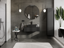 Mexen Rivel шкаф за баня под мивка 90 см, 1 чекмедже, с релеф, черен мат