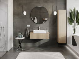 Mexen Rivel баня шкаф под умивалник 90 см, 1 чекмедже, оребрена, дъб - 91A20-09023-1-BF81