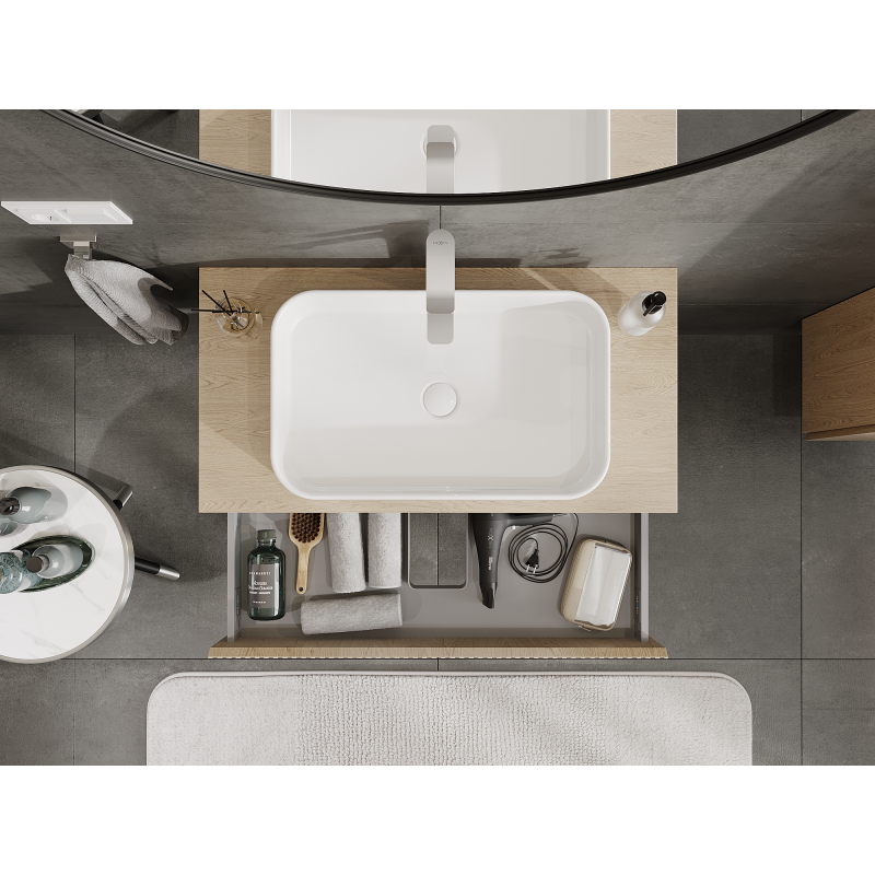 Mexen Rivel баня шкаф под умивалник 90 см, 1 чекмедже, оребрена, дъб - 91A20-09023-1-BF81