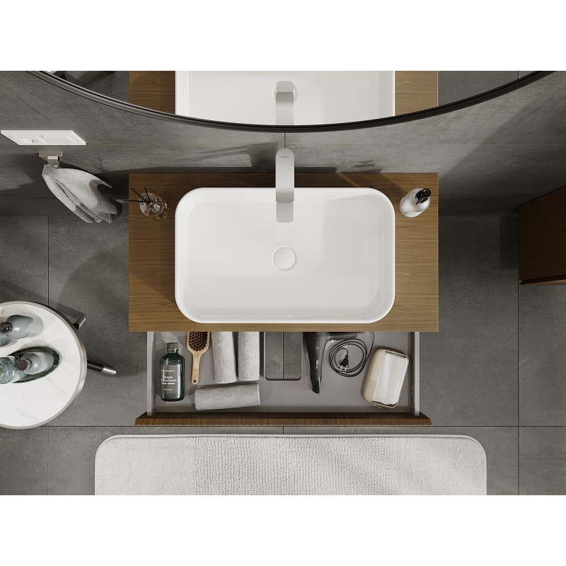 Mexen Rivel шкаф за баня под мивка 90 см, 1 чекмедже, с релеф, орех - 91A20-09023-1-BF86