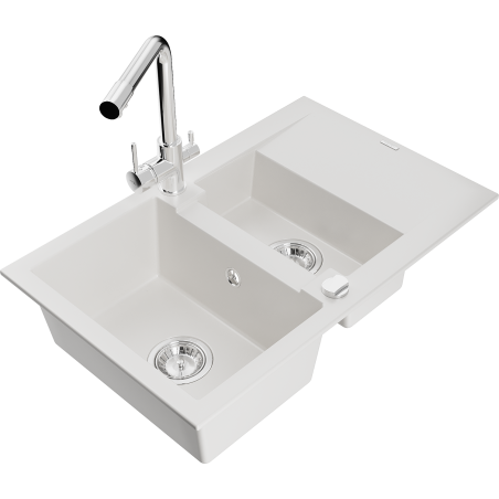 Mexen Gaspar гранитна мивка с 1,5 отделения, с отцедник и кухненски смесител