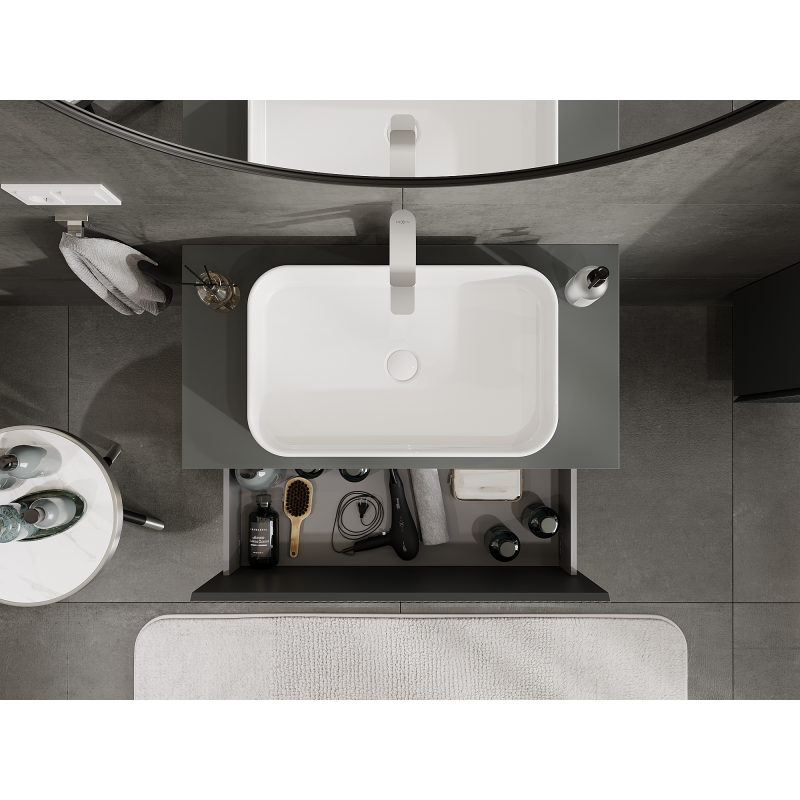 Mexen Rivel шкаф за баня за мивка 90 см, 1 чекмедже, набразден, сив мат - 91A20-09047-1-BF66