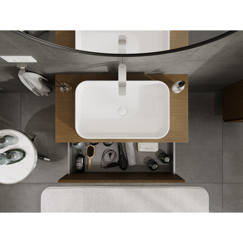 Mexen Rivel шкаф за баня под мивка 90 см, 1 чекмедже, рифлен, орех - 91A20-09047-1-BF86