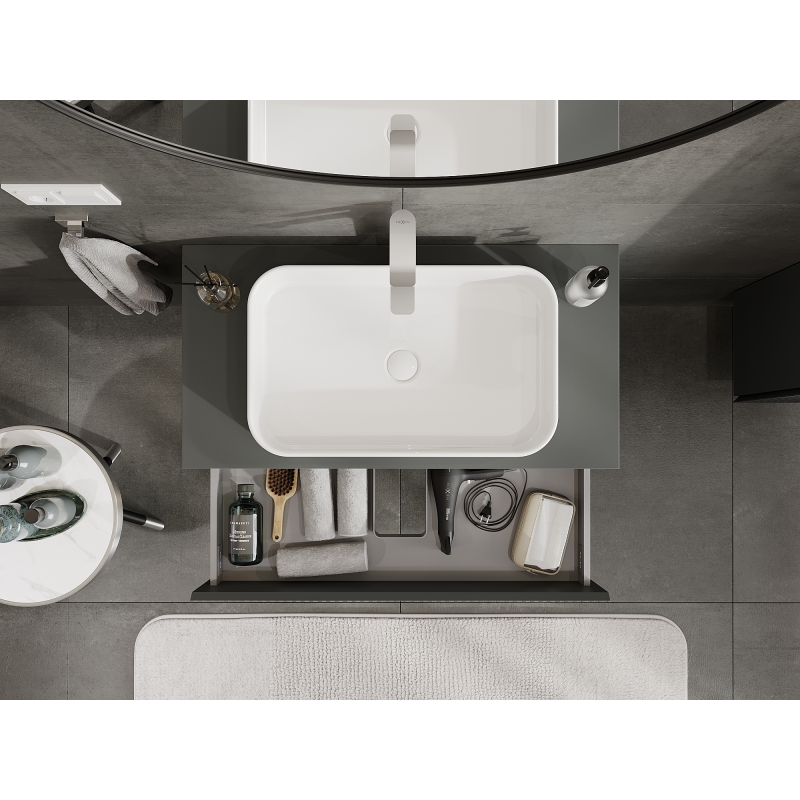 Mexen Rivel шкафче за баня под мивка 90 см, 2 чекмеджета, гравирано, графит мат - 91A20-09047-2-BFF66