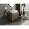 Mexen Rivel шкаф за баня под мивка 90 см, 2 чекмеджета, оребрен, орех