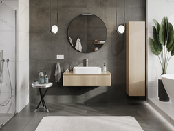 Mexen Rivel шкаф за баня под мивка 100 см, 1 чекмедже, оребрен, дъб - 91A20-10023-1-BF81