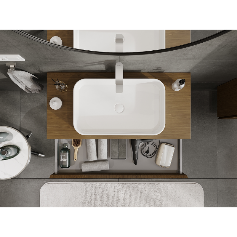 Mexen Rivel шкаф за баня за мивка 100 см, 1 чекмедже, оребрена, орех - 91A20-10023-1-BF86