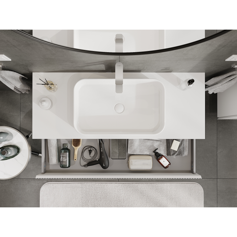 Mexen Rivel шкаф за баня под умивалник 120 см, 1 чекмедже, релефен, бял мат - 91A20-12023-1-BF01