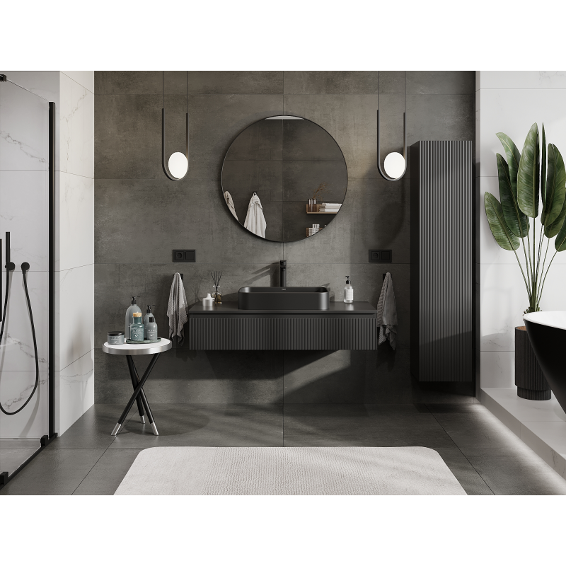 Mexen Rivel баня шкаф под мивка 120 см, 1 чекмедже, канален , черен мат - 91A20-12023-1-BF71