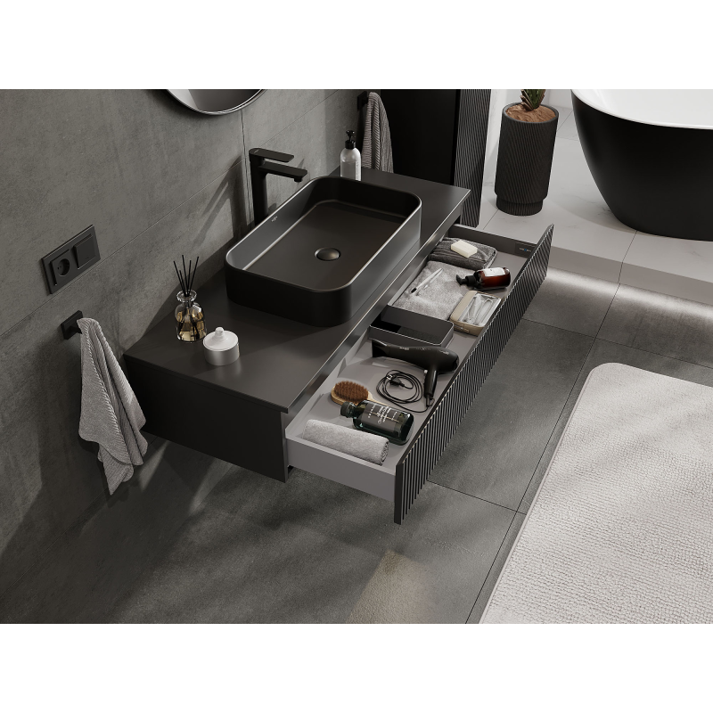 Mexen Rivel баня шкаф под мивка 120 см, 1 чекмедже, канален , черен мат - 91A20-12023-1-BF71