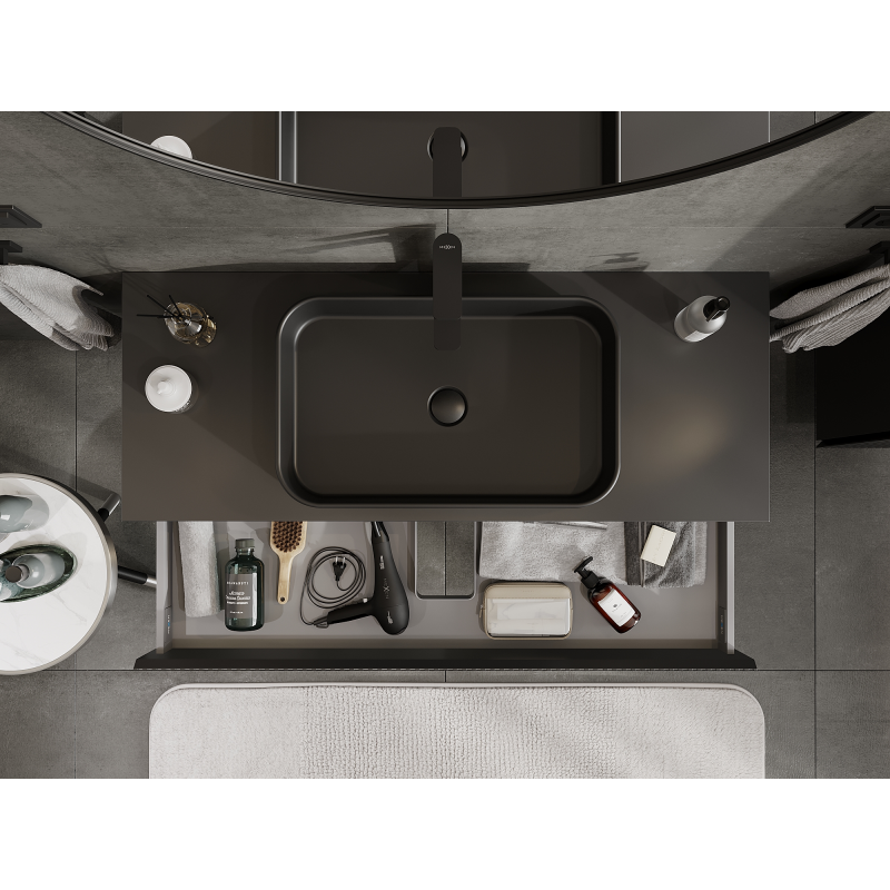 Mexen Rivel баня шкаф под мивка 120 см, 1 чекмедже, канален , черен мат - 91A20-12023-1-BF71