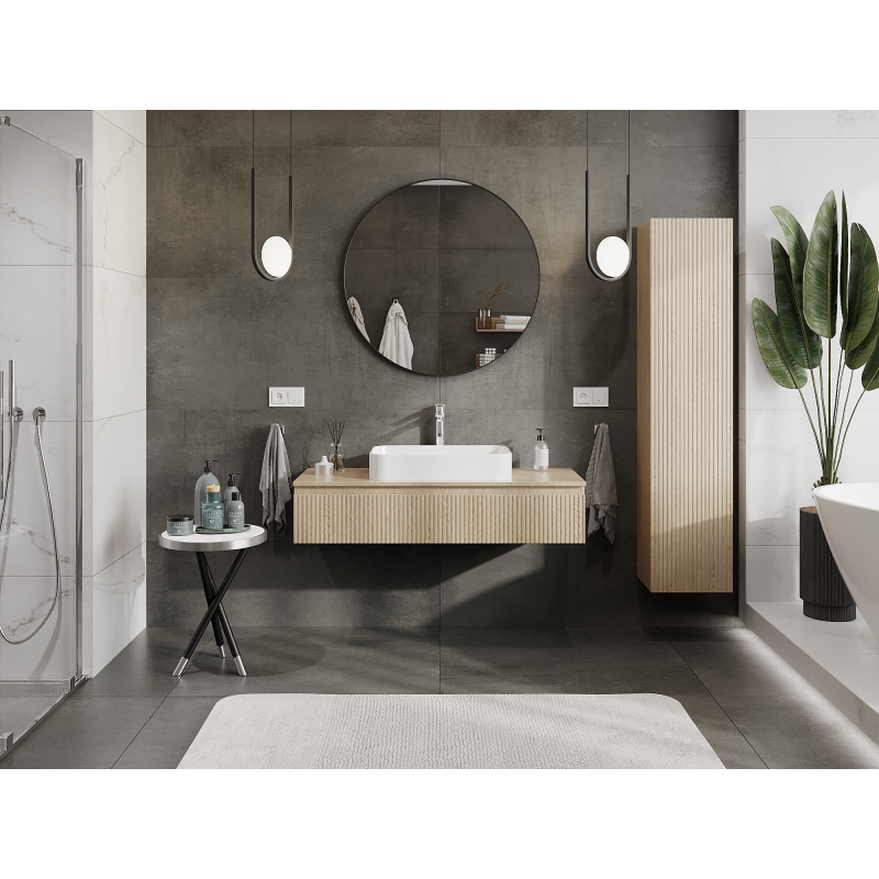 Mexen Rivel шкаф за баня под мивка 120 см, 1 чекмедже, надиран, дъб - 91A20-12023-1-BF81