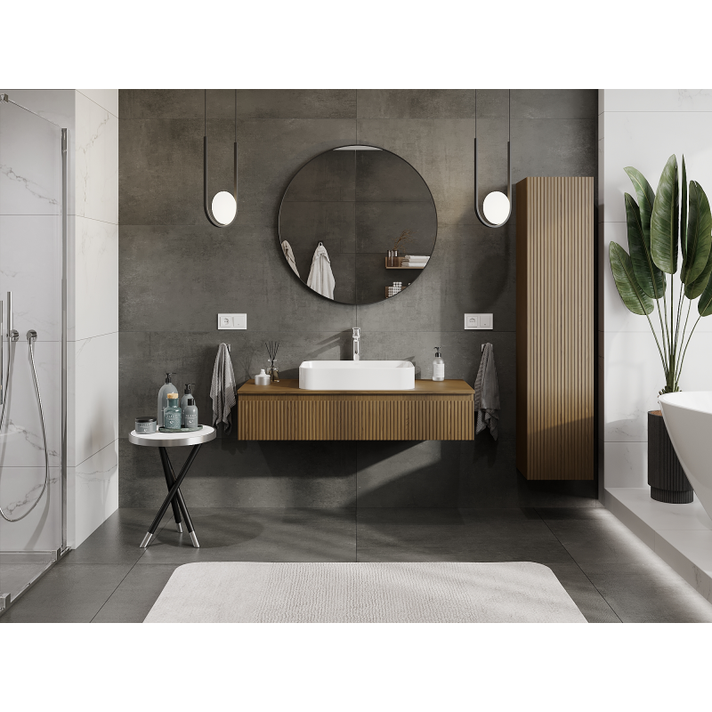 Mexen Rivel шкаф за баня под умивалник 120 см, 1 чекмедже, райфелована, орех - 91A20-12023-1-BF86