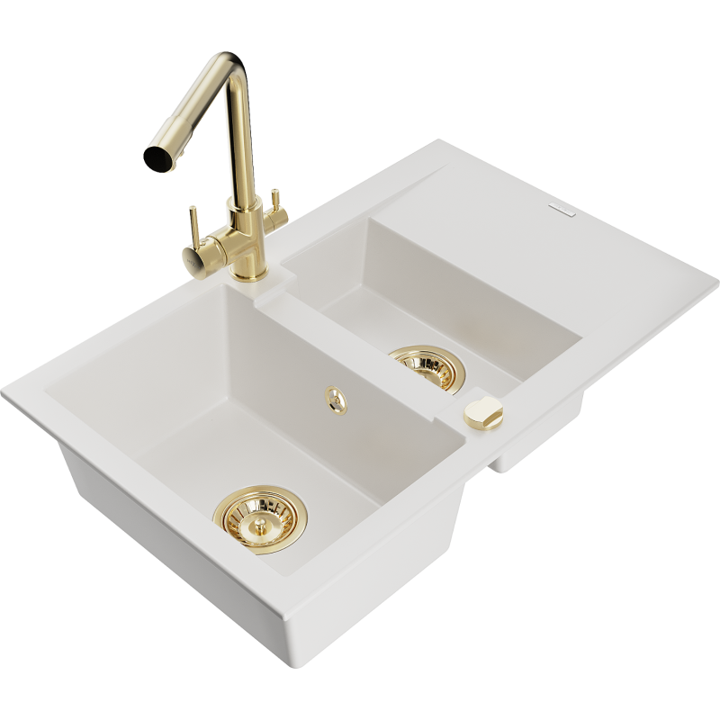 Mexen Gaspar гранитна мивка с 1,5 камери, с отцеждащо отделение и кухненски