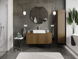 Mexen Rivel шкафче за баня под умивалник 120 см, 1 чекмедже, с оребряване, орех