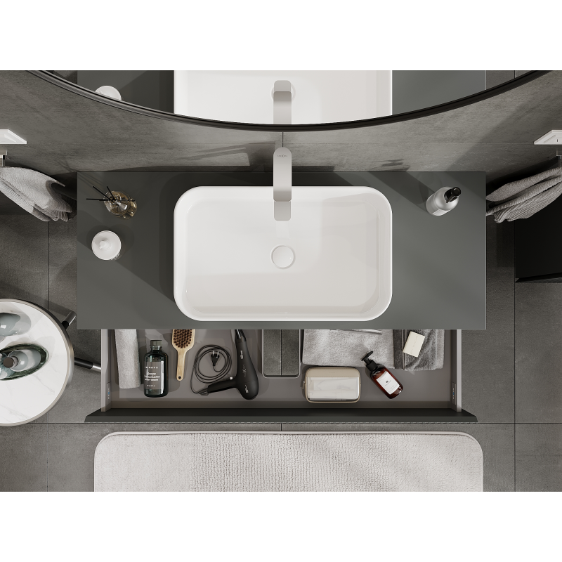 Mexen Rivel шкаф за баня под мивка 120 см, 2 чекмеджета, релефен, графит мат - 91A20-12047-2-BFF66