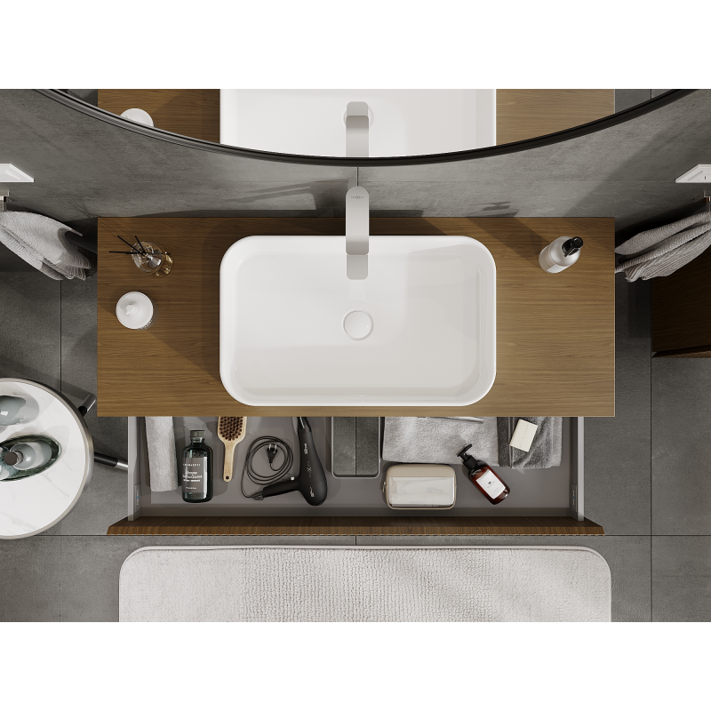 Mexen Rivel баня шкаф под мивка 120 см, 2 чекмеджета, оребрен, орех - 91A20-12047-2-BFF86