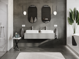 Mexen Rivel шкаф за баня под мивка 140 см, 1 чекмедже, рифлован, сив мат