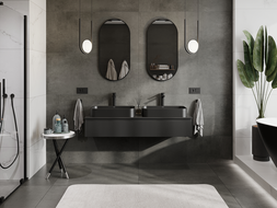 Mexen Rivel шкаф за баня под умивалник 140 см, 1 чекмедже, гофриран, черен мат - 91A20-14023-1-BF71