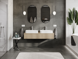 Mexen Rivel баня шкаф под мивка 140 см, 1 чекмедже, оребрена, дъб - 91A20-14023-1-BF81