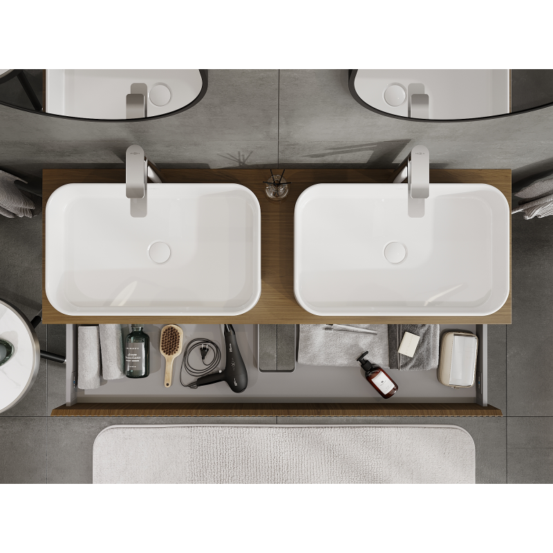 Mexen Rivel шкаф за баня под умивалник 140 см, 1 чекмедже, набразден, орех - 91A20-14023-1-BF86