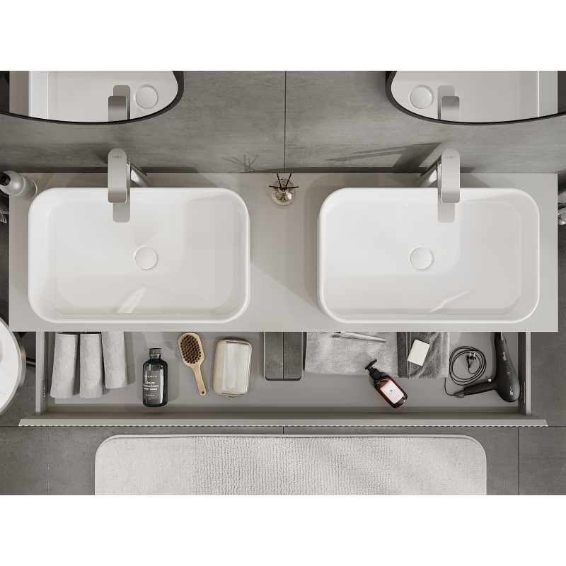 Mexen Rivel шкаф за баня за мивка 160 см, 1 чекмедже, оребрен, сив мат - 91A20-16023-1-BF62