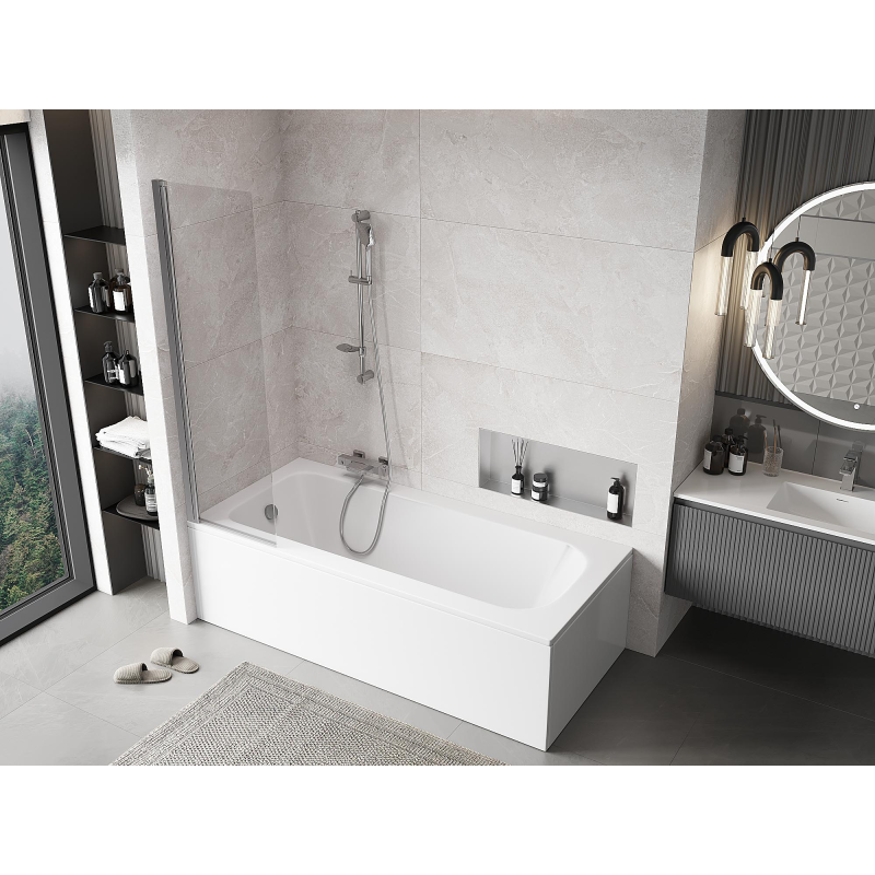 Mexen Mist параван за вана 1-крилен 50 x 150 cm, прозрачен, хром - 8A9-050-001-01-00