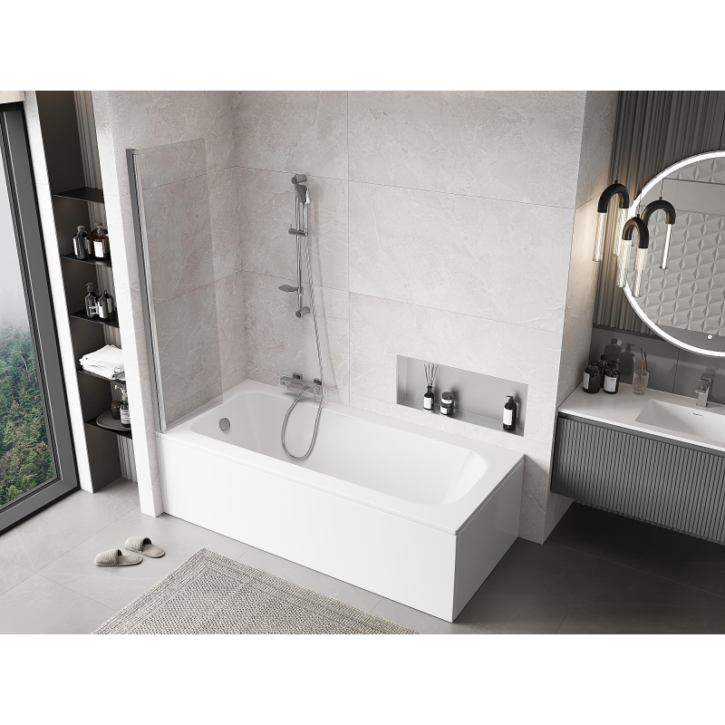 Mexen Mist параван за вана 1-крилен 50 x 150 cm, прозрачен, хром - 8A9-050-001-01-00