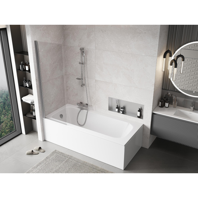 Mexen Mist параван за вана 1-крилен 60 x 150 см, прозрачен, хром - 8A9-060-001-01-00