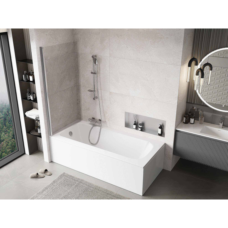 Mexen Mist параван за вана 1-крилен 80 x 150 см, прозрачен, хром - 8A9-080-001-01-00