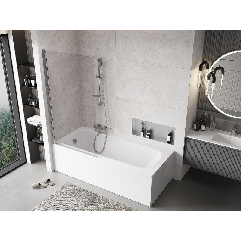 Mexen Mist параван за вана с 1 крило 90 x 150 см, прозрачен, хром - 8A9-090-001-01-00