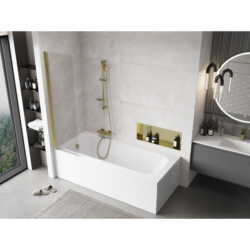 Mexen Mist душ параван 1-крилен 50 x 150 cm, прозрачен, златен - 8A9-050-001-50-00