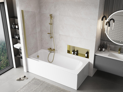 Mexen Mist душ параван 1-крилен 50 x 150 cm, прозрачен, златен - 8A9-050-001-50-00