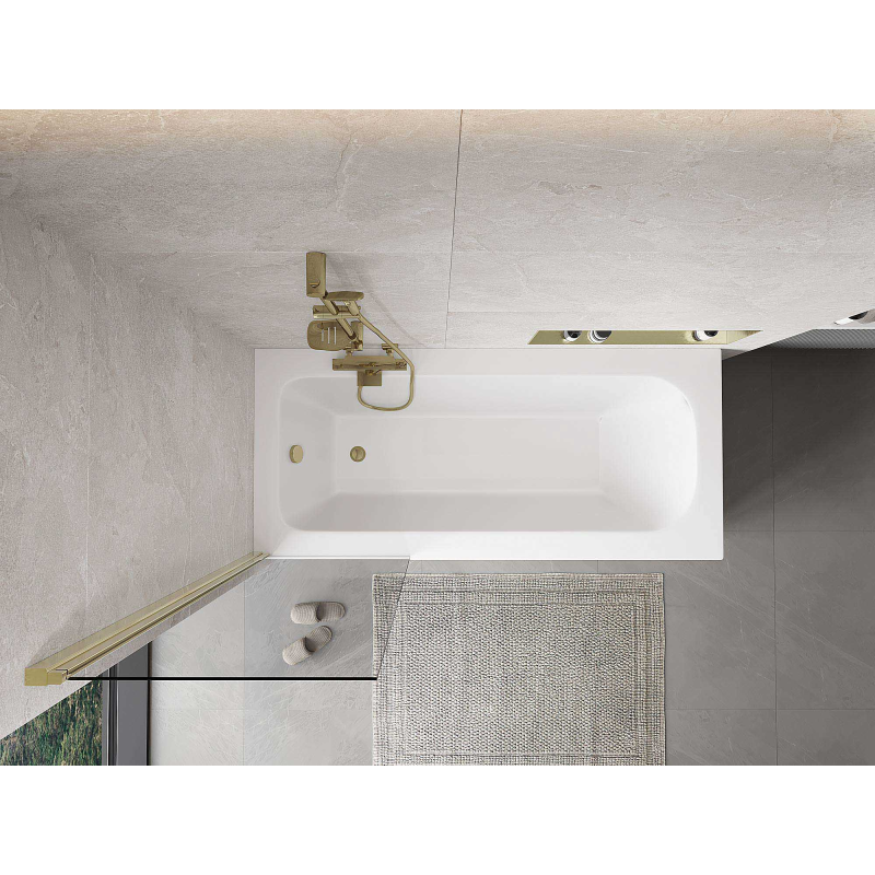 Mexen Mist преграда за вана, 1-крилна, 60 x 150 см, прозрачна, златна - 8A9-060-001-50-00