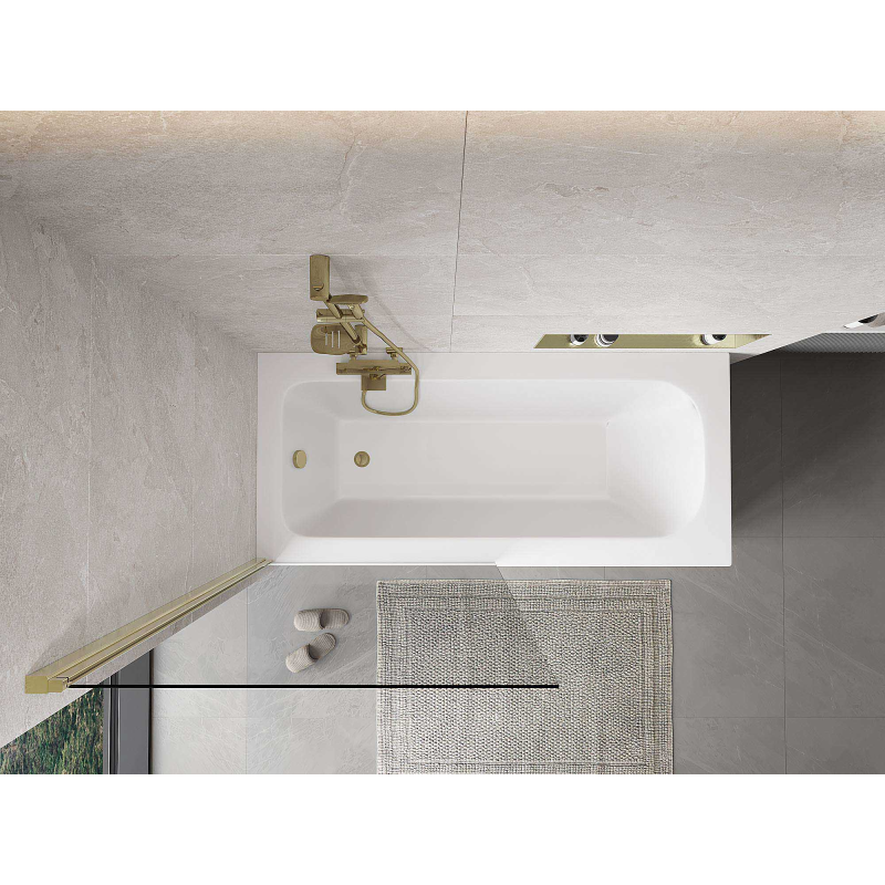 Mexen Mist параван за вана, 1-крилен, 90 х 150 см, прозрачен, златист - 8A9-090-001-50-00