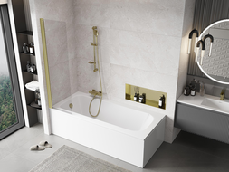 Mexen Mist параван за вана 1-крилен 50 x 150 см, прозрачен, златен четкан - 8A9-050-001-55-00