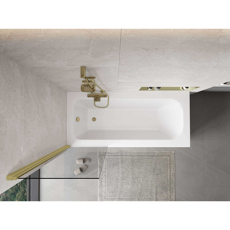 Mexen Mist сгъваем екран за вана, 1-крилен, 60 x 150 см, прозрачен, златист мат - 8A9-060-001-55-00