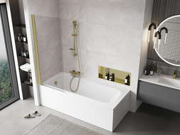 Mexen Mist параван за вана 1-крилен 70 x 150 cm, прозрачен, златен матов - 8A9-070-001-55-00