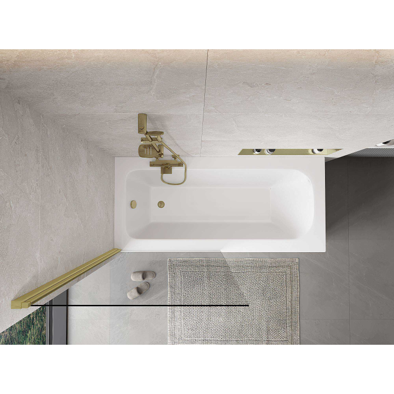 Mexen Mist параван за вана 1-крилен 90 x 150 см, прозрачен, златисто четкан - 8A9-090-001-55-00